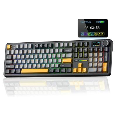 AULA F108 PRO EKRANLI MEKANİK KLAVYE REAPER SWİTCH RGB HOT SWAP 8000MAH MAKROLU OYUNCU KLAVYESİ SİYAH