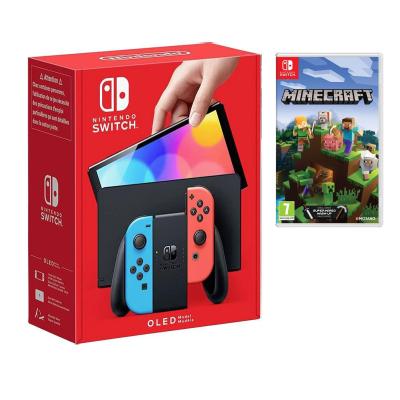 NİNTENDO SWİTCH OLED NEON RED/NEON BLUE OYUN KONSOLU +  MINECRAFT NINTENDO SWITCH OYUN